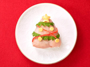 生ハムと大葉のクリスマスツリーおにぎり